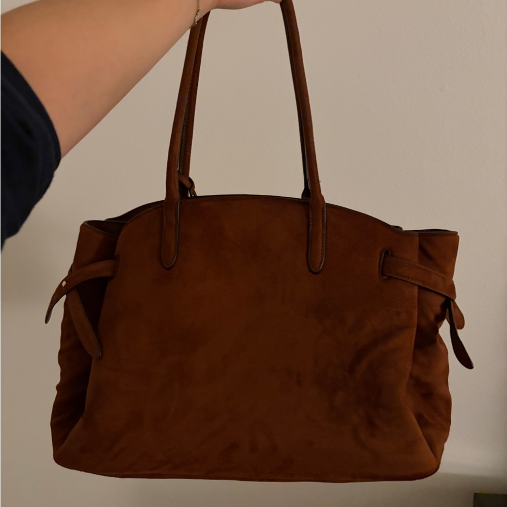 Brown Suede Shoulder Bag - Picture 2 of 3